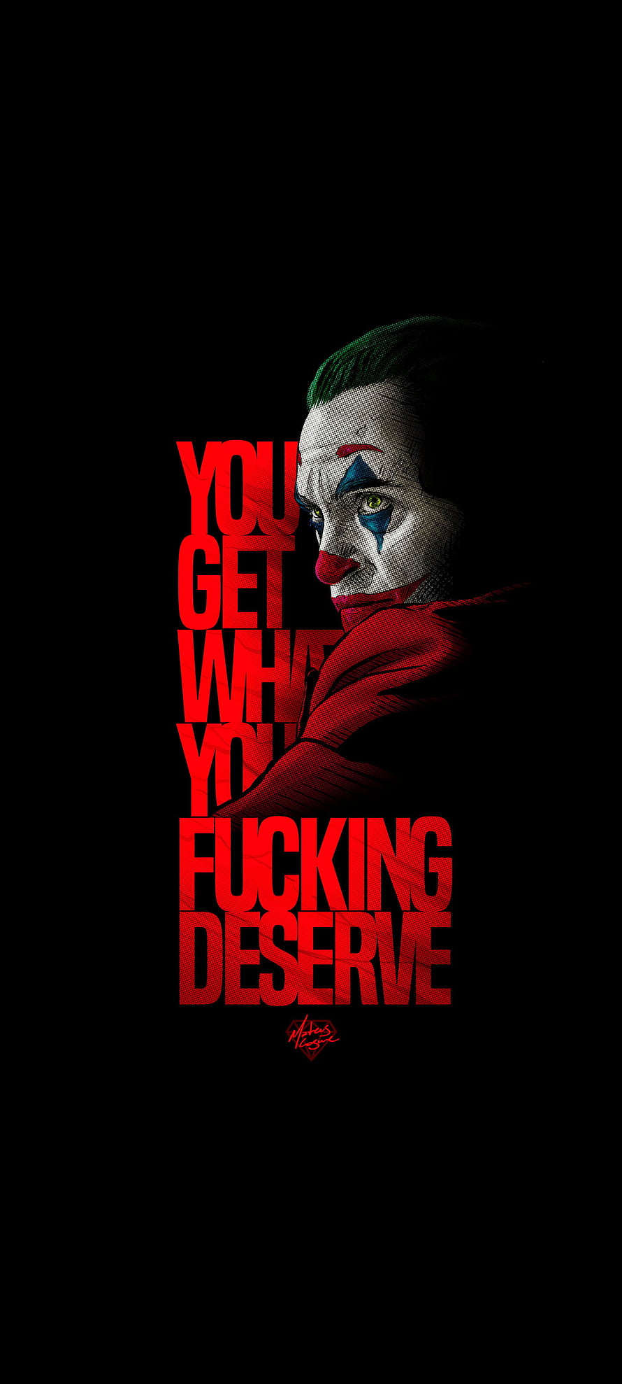 Joker Dark Portrait with Red Typography on Black Background HD phone wallpaper
