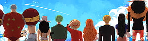 One Piece Straw Hat Pirates Watching a Shooting Star in a Bright Blue Sky HD wallpaper