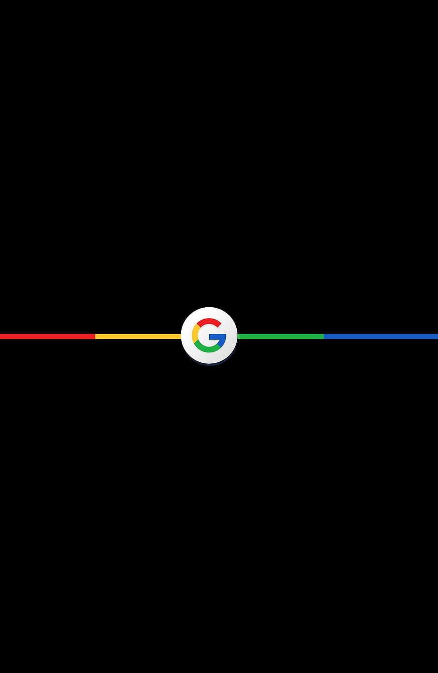 Minimalist Google Logo on Black Background with Colorful Horizontal Line HD phone wallpaper