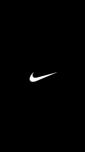 Minimalist Nike Swoosh Logo on Black Background HD phone wallpaper