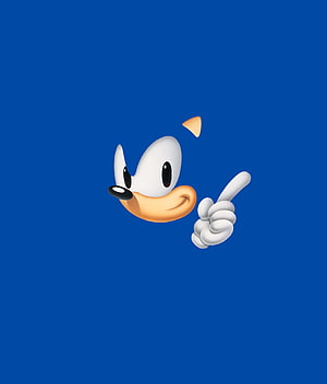 Sonic the Hedgehog Minimalist Cartoon Illustration on Blue Background HD phone wallpaper