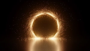 Doctor Strange Golden Portal with Radiant Sparks and Dark Background HD wallpaper