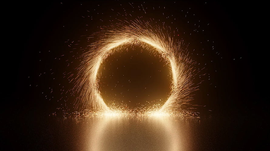Doctor Strange Golden Portal with Radiant Sparks and Dark Background HD wallpaper