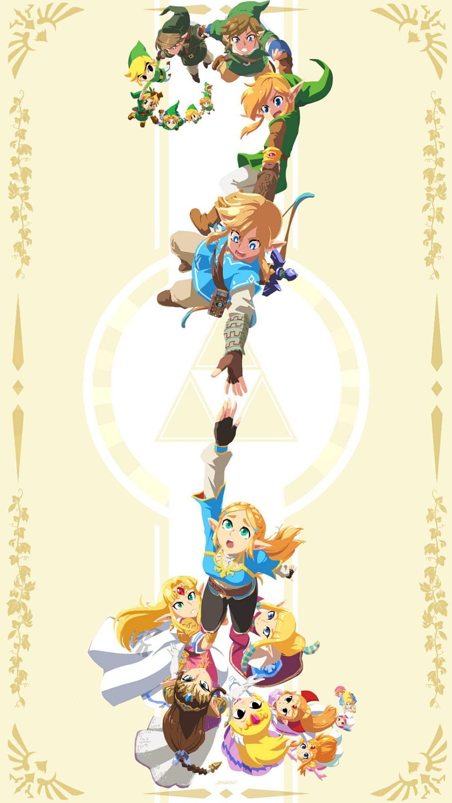 Zelda Character Evolution Artwork From The Legend of Zelda Series HD phone wallpaper