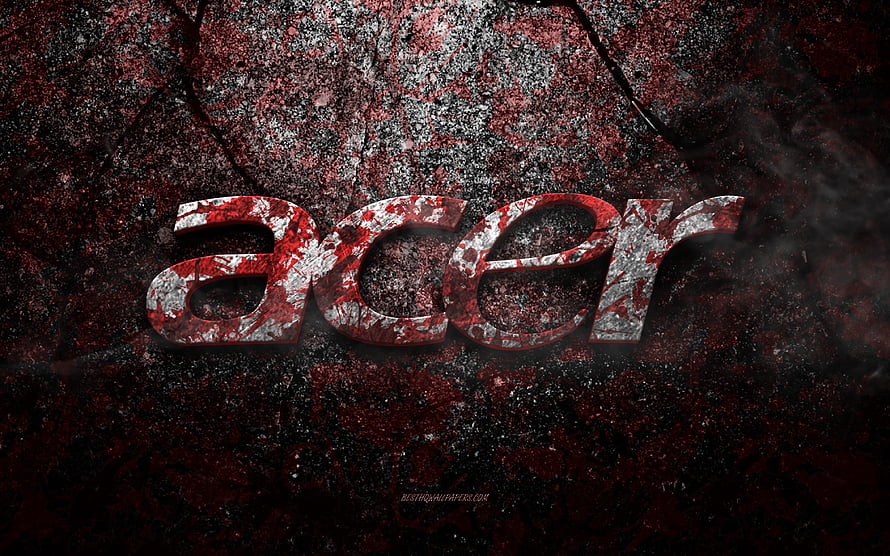 Acer Grunge Stone Logo with Red and Black Textured Background HD wallpaper