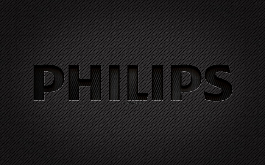 Philips Carbon Fiber Logo on Dark Textured Background HD wallpaper