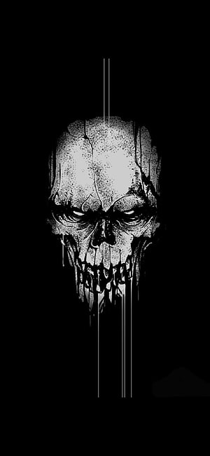 Grim Black and White Skull Illustration with Dripping Ink and Dark Horror Aesthetic HD phone wallpaper