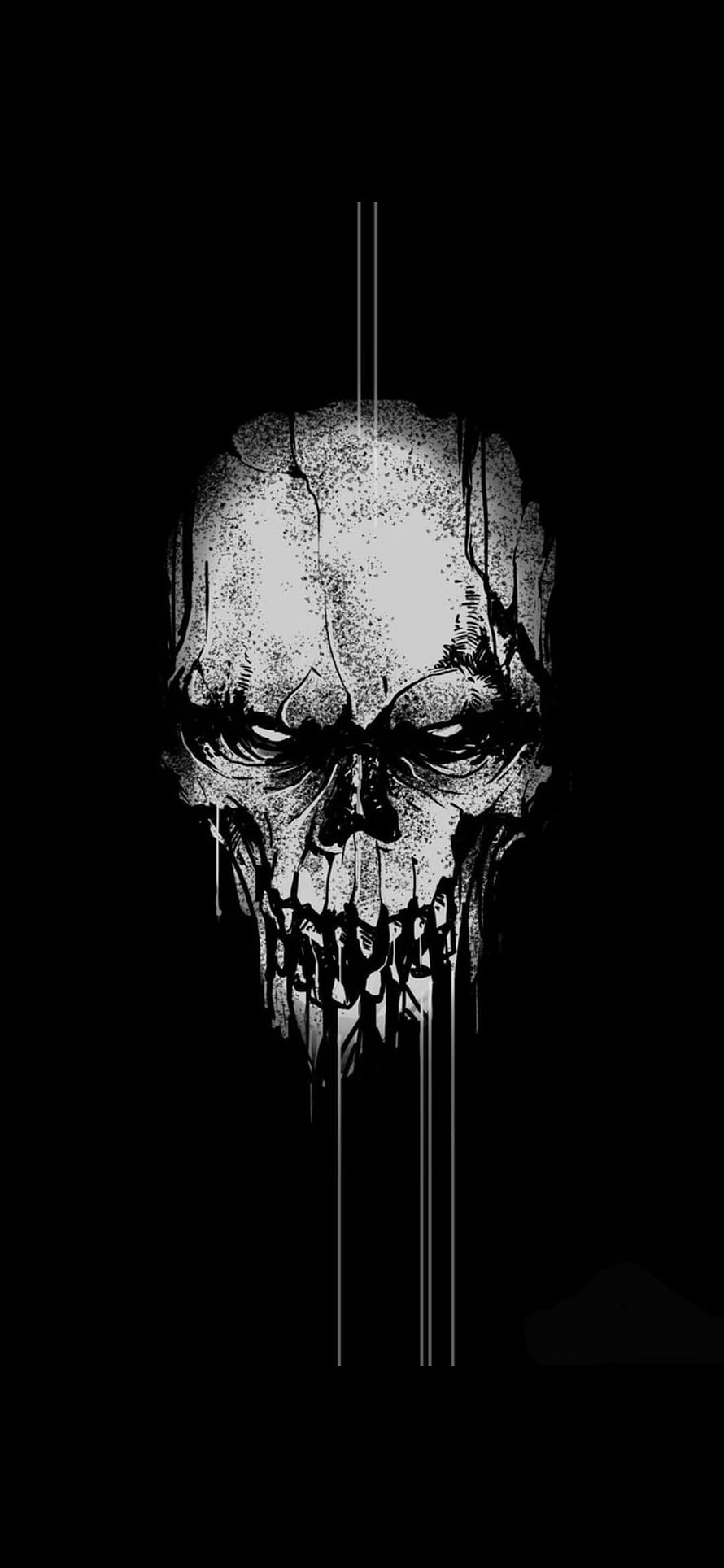 Grim Black and White Skull Illustration with Dripping Ink and Dark Horror Aesthetic HD phone wallpaper