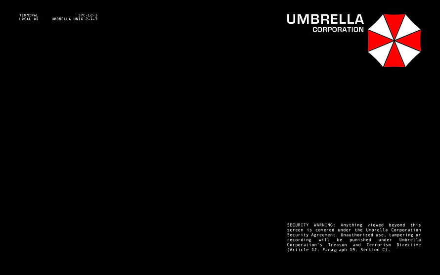 Resident Evil Umbrella Corporation Terminal Login Screen with Security Warning HD wallpaper