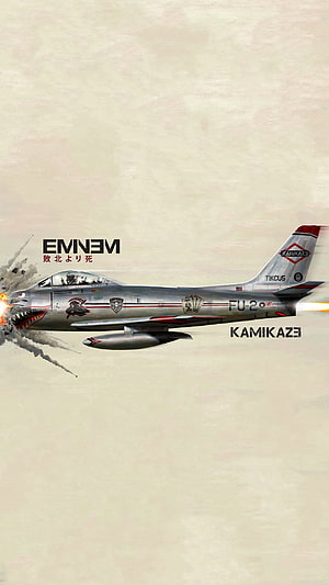 Eminem Kamikaze Album Cover Artwork Featuring Stylized Fighter Jet Illustration HD phone wallpaper