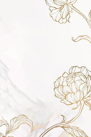 Elegant Gold Floral Line Art on White Marble Background HD phone wallpaper