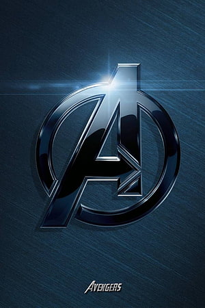 Avengers Metallic Logo on Dark Blue Brushed Metal Background HD phone wallpaper