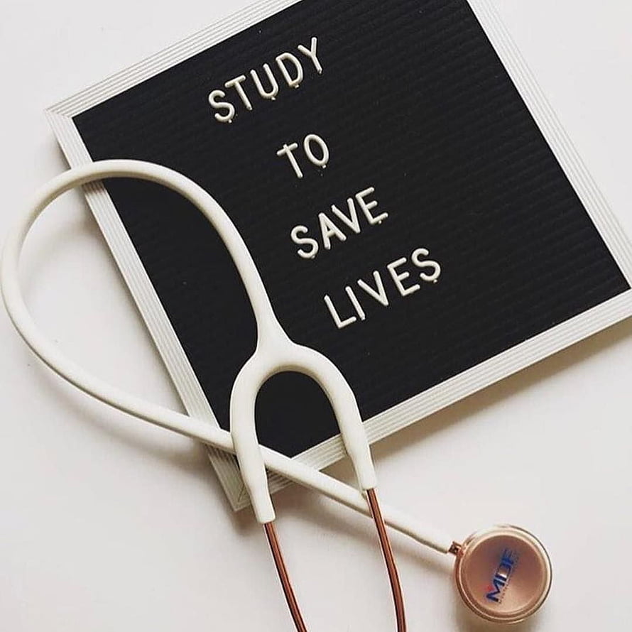 Stethoscope on Letter Board with Study to Save Lives Medical Motivation HD phone wallpaper