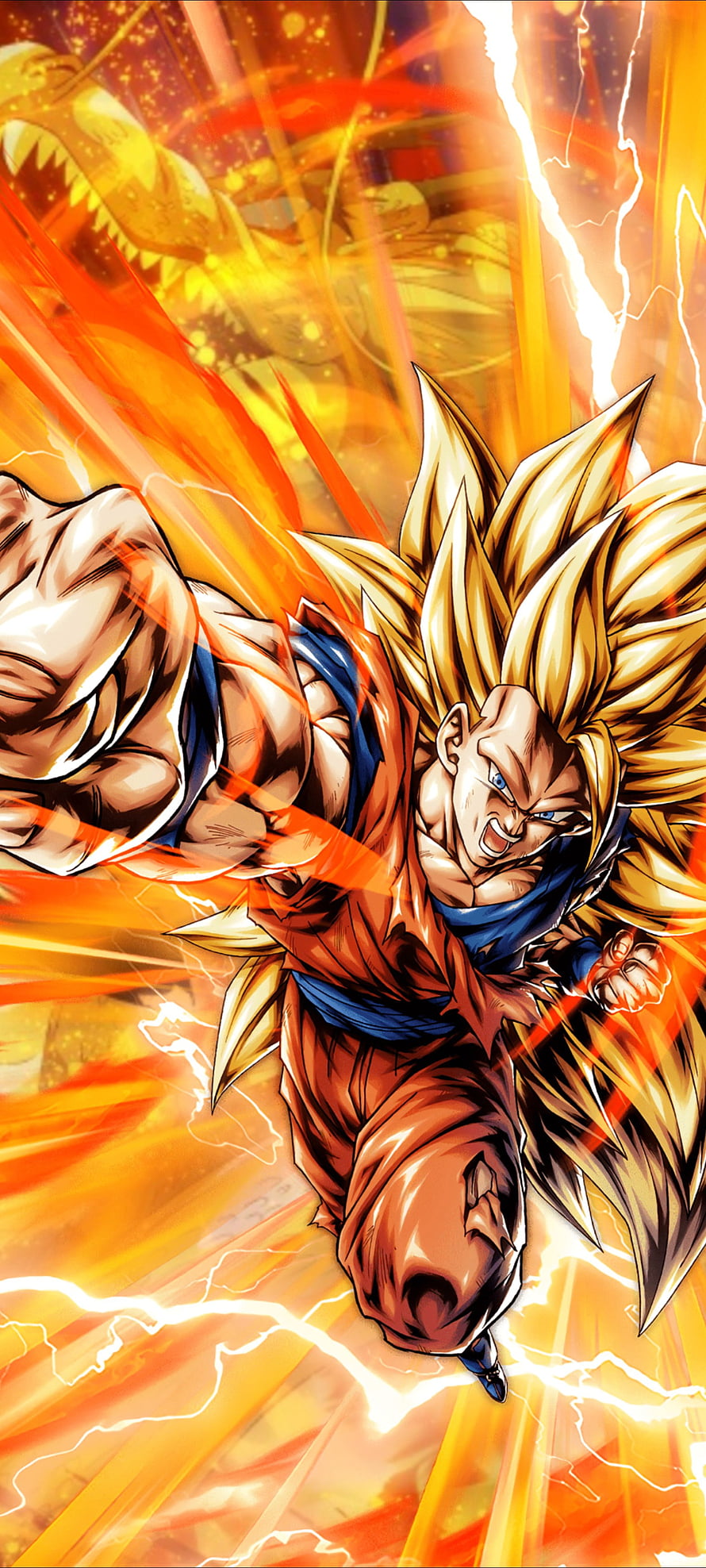 Super Saiyan 3 Goku Dragon Fist Attack in Dragon Ball Z Anime Illustration HD phone wallpaper