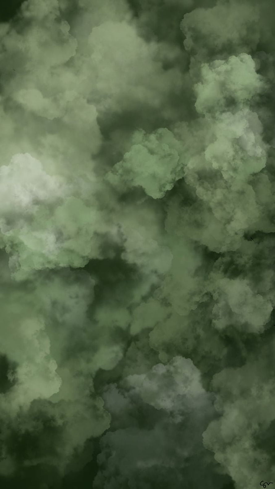 Mint Green Cloud Texture with Dark Olive Tones and Soft Billowing Mist HD phone wallpaper