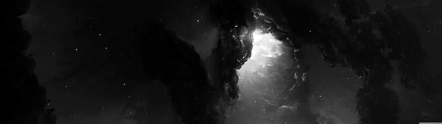 Monochrome Deep Space Nebula with Bright Core and Dark Dust Clouds HD wallpaper
