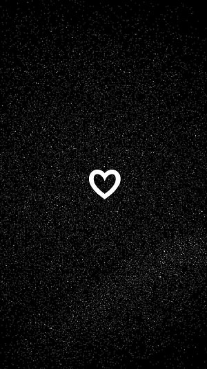 Minimalist White Heart Outline on Black Starry Night Sky Background HD phone wallpaper