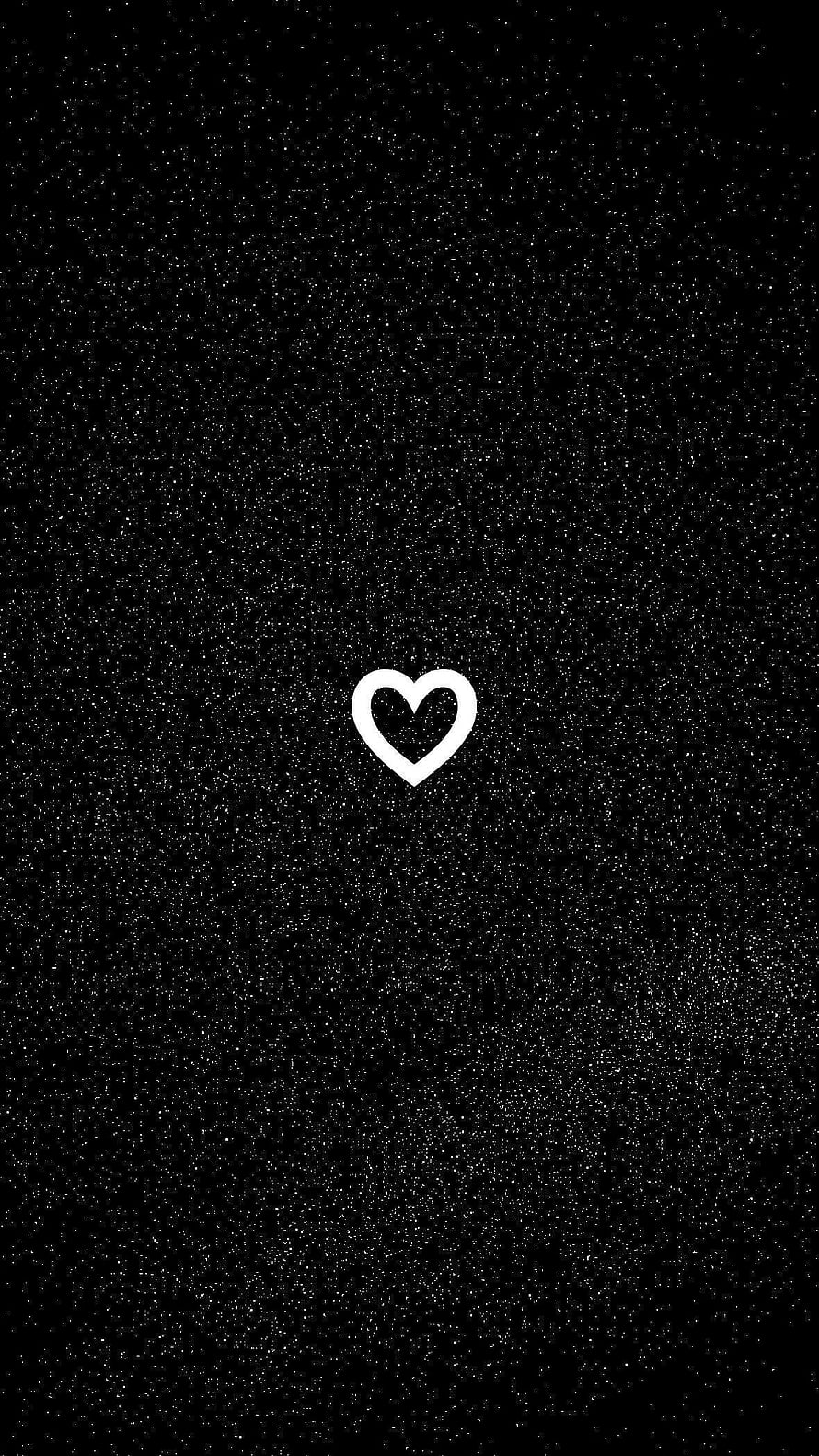 Minimalist White Heart Outline on Black Starry Night Sky Background HD phone wallpaper