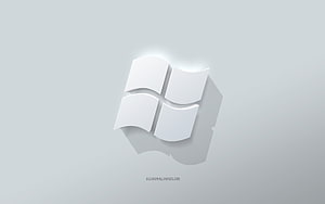 Windows 3D Emblem on Minimalist White Background HD wallpaper