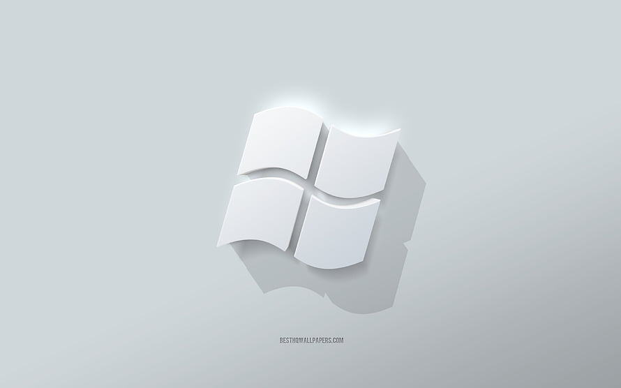 Windows 3D Emblem on Minimalist White Background HD wallpaper