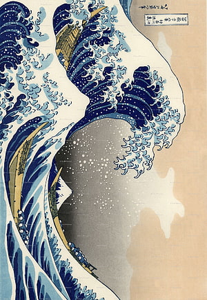 Great Wave off Kanagawa Japanese Woodblock Print by Hokusai HD phone wallpaper