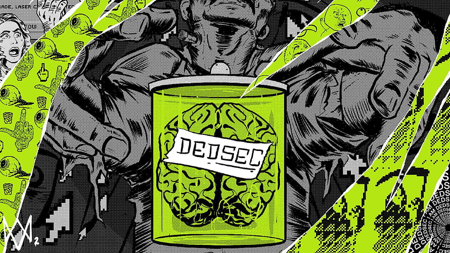 Watch Dogs 2 DedSec Brain Jar Graphic with Neon Green and Black Comic Art Style HD wallpaper