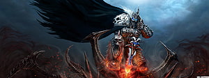 Lich King on Frost Wyrm in World of Warcraft Wrath of the Lich King Fantasy Art HD wallpaper