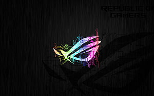 ASUS ROG Eye Logo with Neon Circuit Board Design on Dark Background HD wallpaper