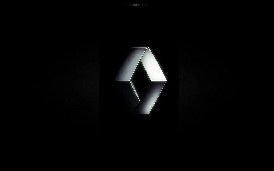 Renault Diamond Emblem in Chrome Finish on a Dark Minimalist Background HD wallpaper