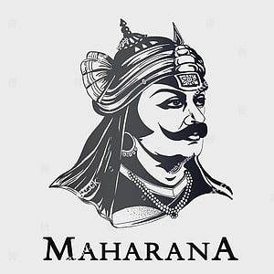 Mighty Maharana Pratap Portrait in Bold Black and White Illustration Style HD phone wallpaper