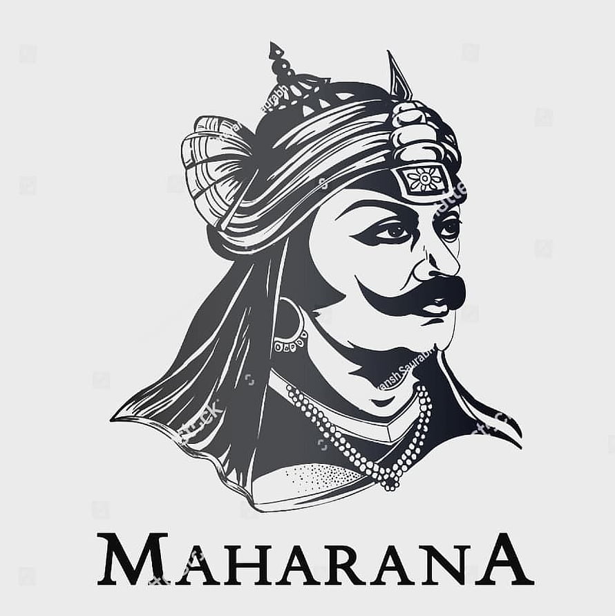 Mighty Maharana Pratap Portrait in Bold Black and White Illustration Style HD phone wallpaper
