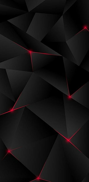 Dark Geometric Polygon Pattern with Glowing Red Network Lines and Nodes HD phone wallpaper