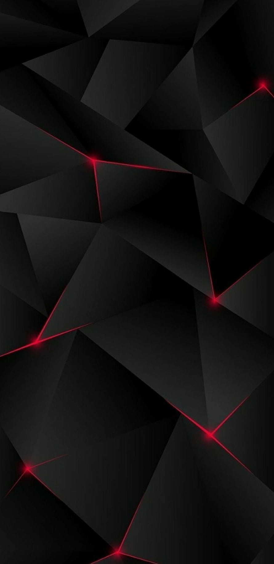 Dark Geometric Polygon Pattern with Glowing Red Network Lines and Nodes HD phone wallpaper