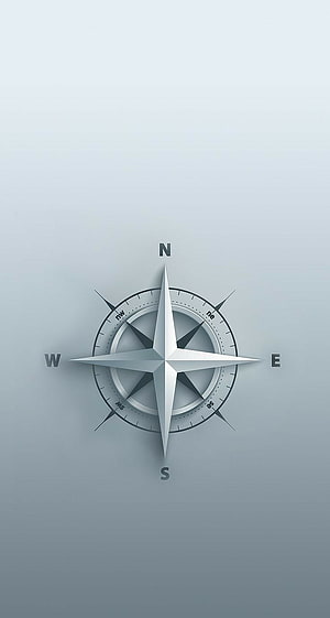Minimalist Silver Compass Rose on Soft Blue Gradient Background HD phone wallpaper