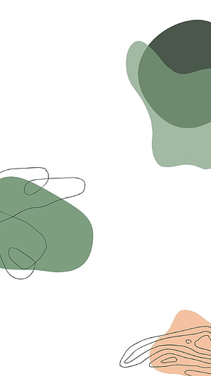 Minimalist sage green abstract shapes with line art on white background HD phone wallpaper