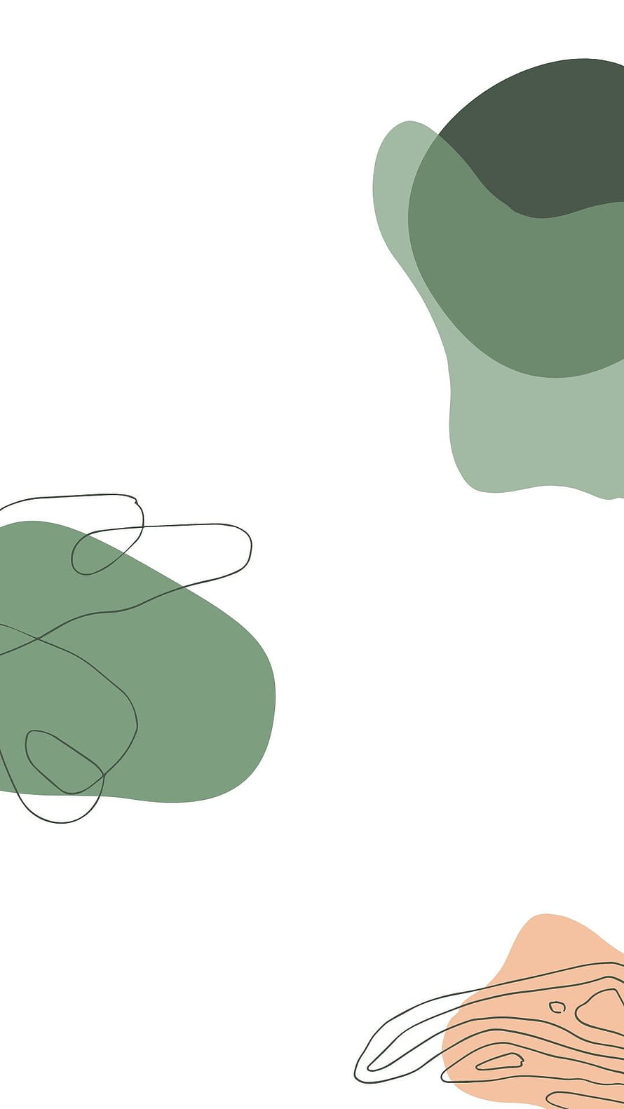 Minimalist sage green abstract shapes with line art on white background HD phone wallpaper