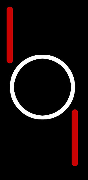 Minimalist Pixel Phone Camera Punch Hole Display with Red Accent Lines on Black Background HD phone wallpaper