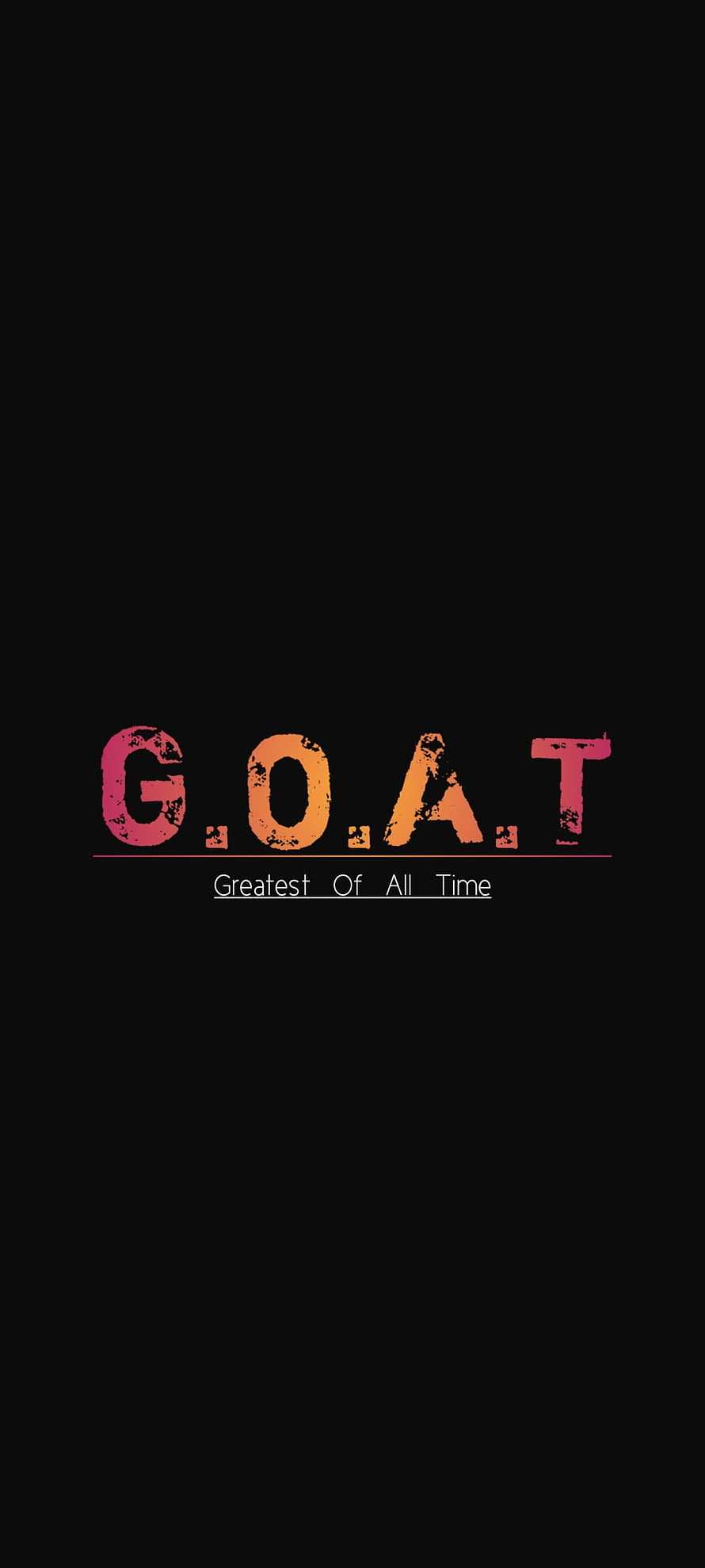 Minimalist GOAT Acronym Typography on Black Background with Distressed Gradient Text HD phone wallpaper