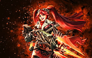 Layla Blazing Gun Skin from Mobile Legends in Fiery Red Armor HD wallpaper