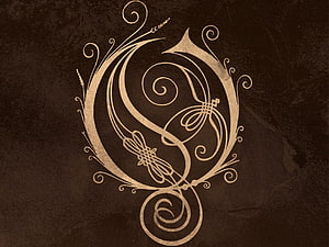 Opeth Band Logo Ornamental Gold Calligraphy Design on Dark Textured Background HD wallpaper