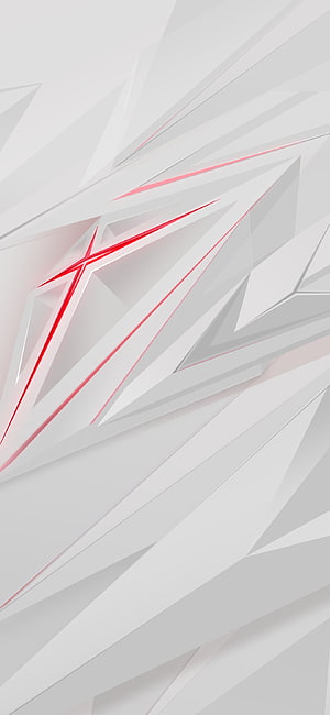 Nubia Red Magic Abstract Geometric Wallpaper With White Facets And Red Accents HD phone wallpaper