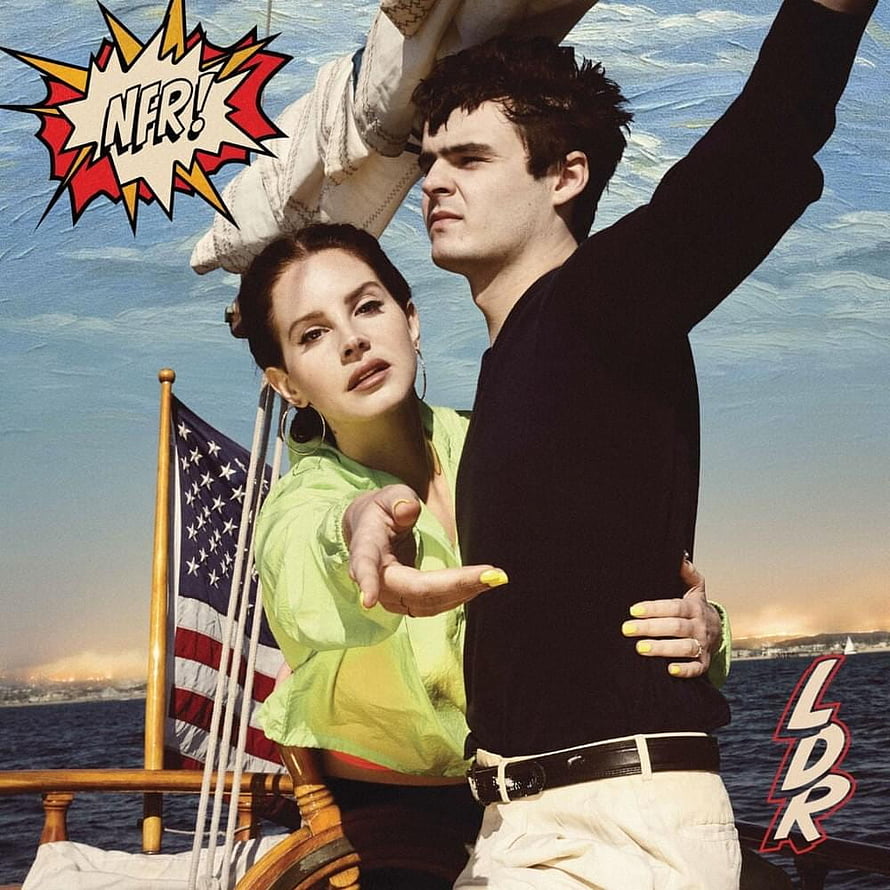 Lana Del Rey and Norman Rockwell Album Art on a Sailboat Deck HD phone wallpaper