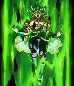 Broly Legendary Super Saiyan Anime Character with Green Energy Aura HD phone wallpaper