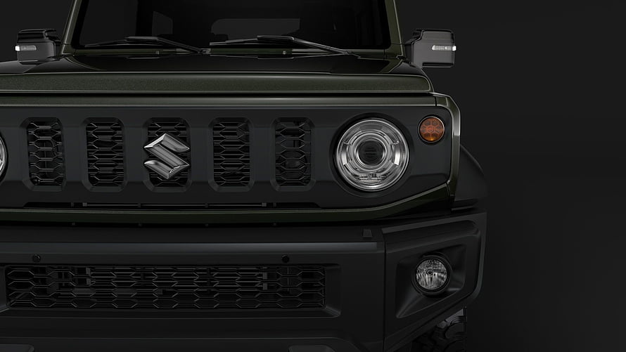 Suzuki Jimny Front Grille and Headlight Close-Up in Dark Green HD wallpaper