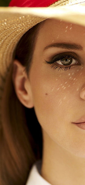 Lana Del Rey Close-Up Portrait Wearing Straw Hat With Dappled Sunlight HD phone wallpaper
