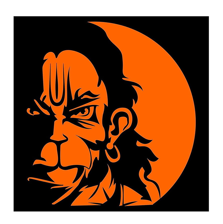 Lord Hanuman Orange Silhouette Artwork With Crescent Moon Background, Auto Hub Orange Lord Hanuman Sticker For Bike : Car, Bajrang Dal HD phone wallpaper