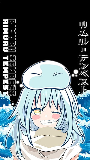 Rimuru Tempest Anime Character with Jellyfish Hat and Ocean Waves HD phone wallpaper