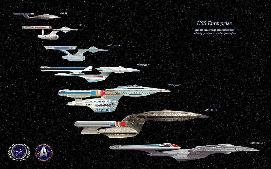 USS Enterprise Star Trek Ship Evolution Chart HD wallpaper