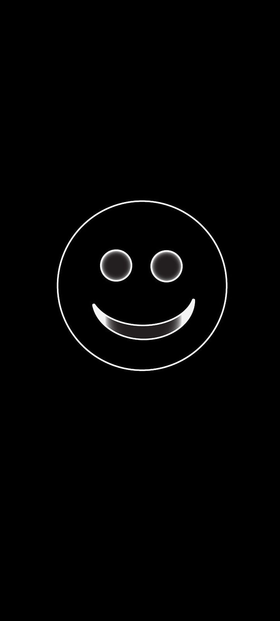 Minimalist White Smiley Face Icon on Solid Black Background HD phone wallpaper