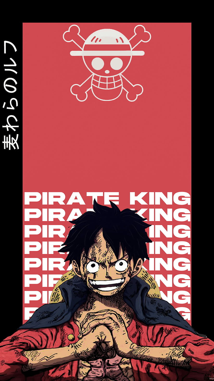 Monkey D. Luffy Pirate King One Piece Anime Poster with Straw Hat Jolly Roger HD phone wallpaper